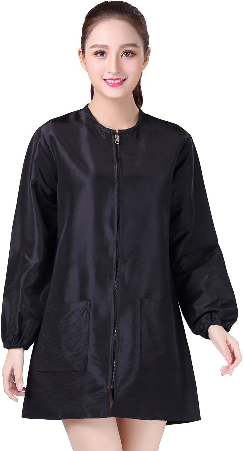 KAHOT Chaqueta profesional de estilista para peluquería, uniforme de cosmetología, con cremallera, para peluquería, ropa de trabajo, belleza, spa,