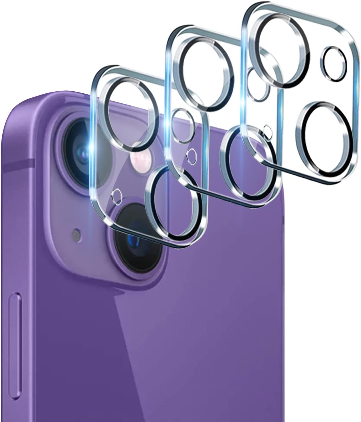 Paquete de 3 protectores de lente de cámara compatibles con iPhone 14 Plus y iPhone 14, vidrio templado 9H, antiarañazos, Ultra HD, fundas de cámara