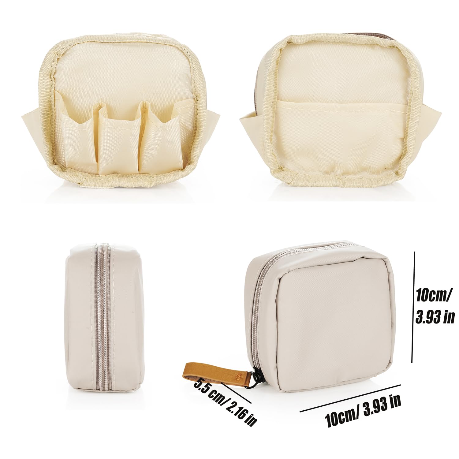Hekyip Mini bolsa de cosméticos, bolsa de maquillaje de viaje, bolsa portátil impermeable para cosméticos para niñas y mujeres, mini (beige mini)