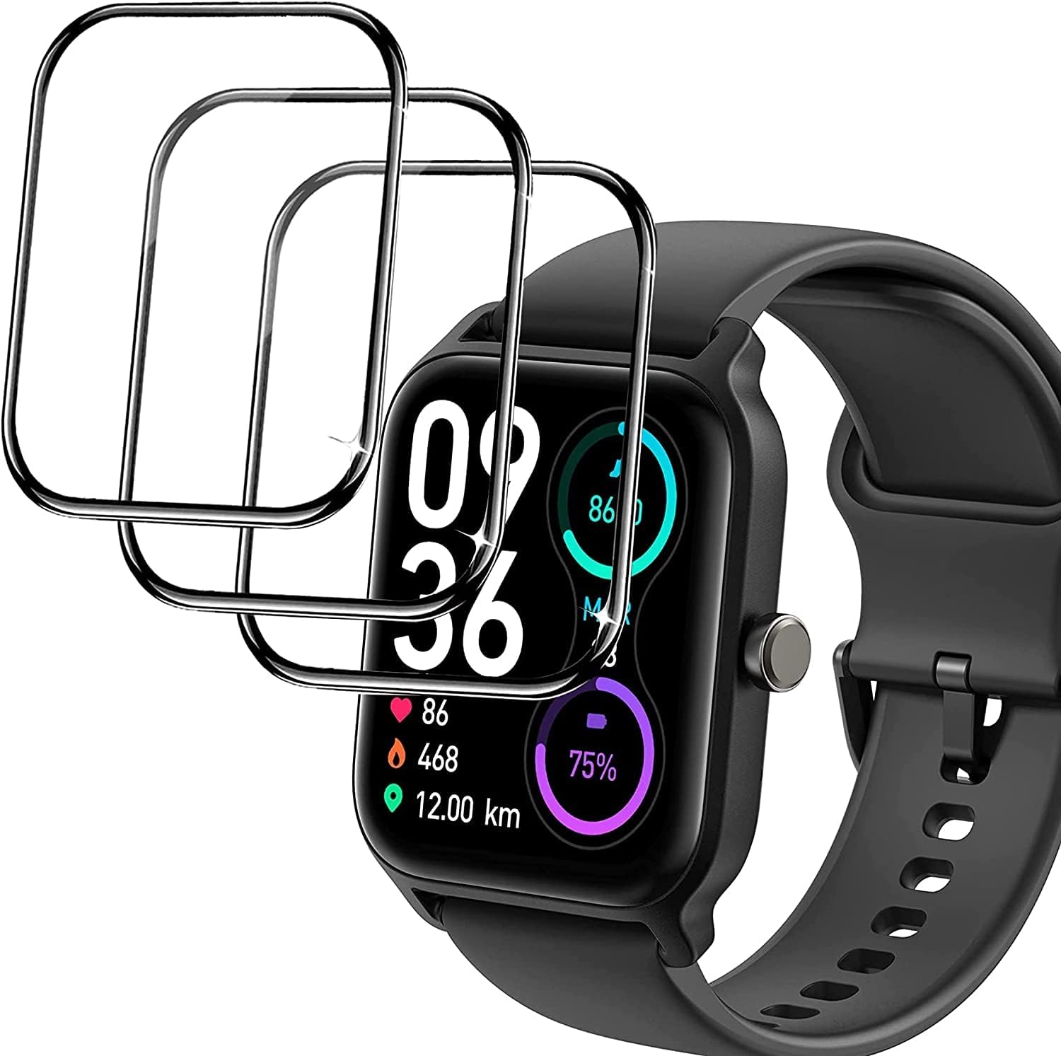 Protector de pantalla compatible con TOOBUR Smart Watch, 3 unidades Lamshaw Película transparente de TPU de cobertura completa compatible con TOOBUR