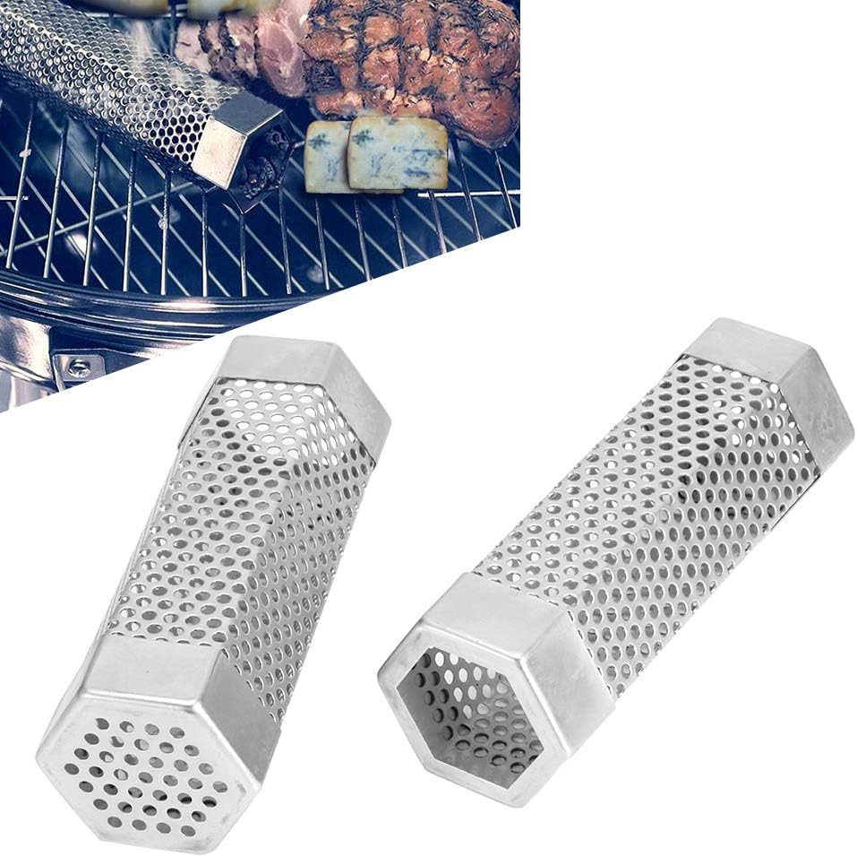 GOTOTOP Tubo de ahumador de pellets, 2 piezas, tubo de ahumador para parrilla, tubo de malla, tubo de humo, tubo de pellets de acero inoxidable de 6