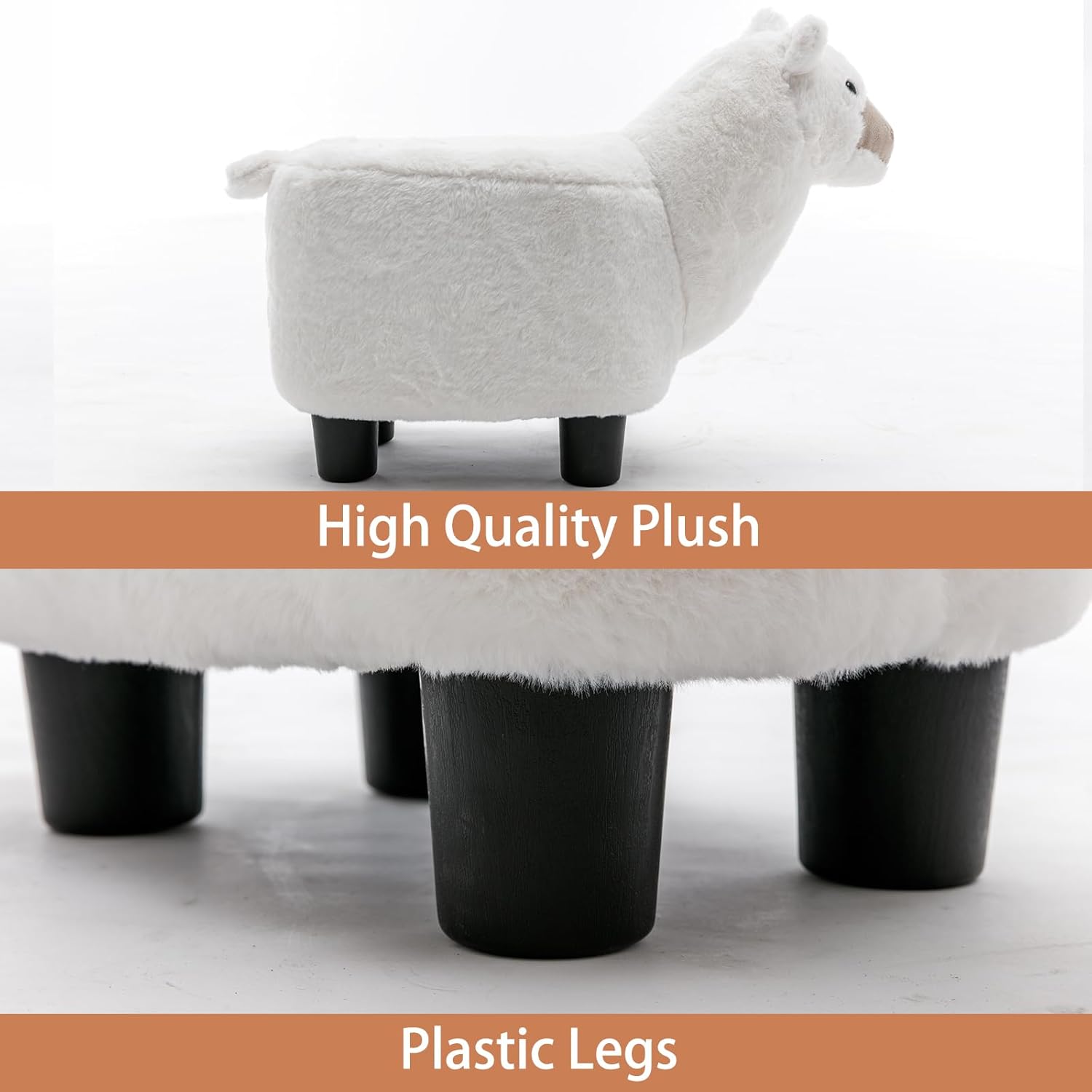 Reposapiés otomano de animales de felpa, decoración adorable y funcional para sala de estar, guardería y dormitorio (edición de alpaca)