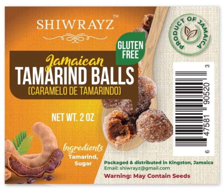 Bolas de tamarindo jamaicano dulces, agridulce, caramelo de tamarindo (bolsas de 2 onzas) paquete de 3