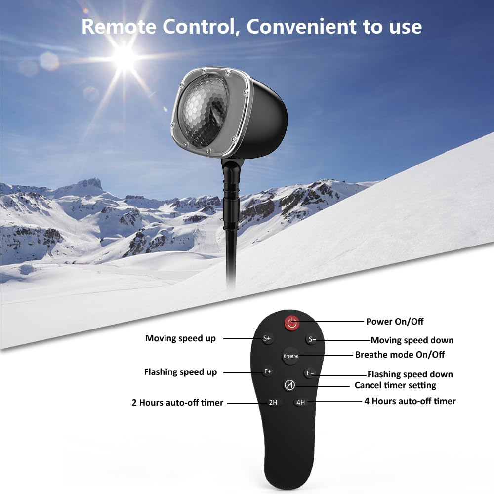 Proyector de luces de nieve de Navidad, proyector de luz LED impermeable de FLEVO para interiores y exteriores, con efecto de nieve dinámico para el