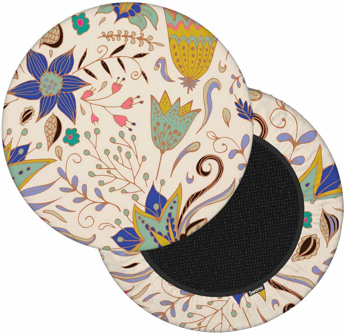 Swono Funda de cojín acolchada para silla de bar redonda con tela elástica, funda de cojín redonda para asiento de silla, funda de terciopelo suave