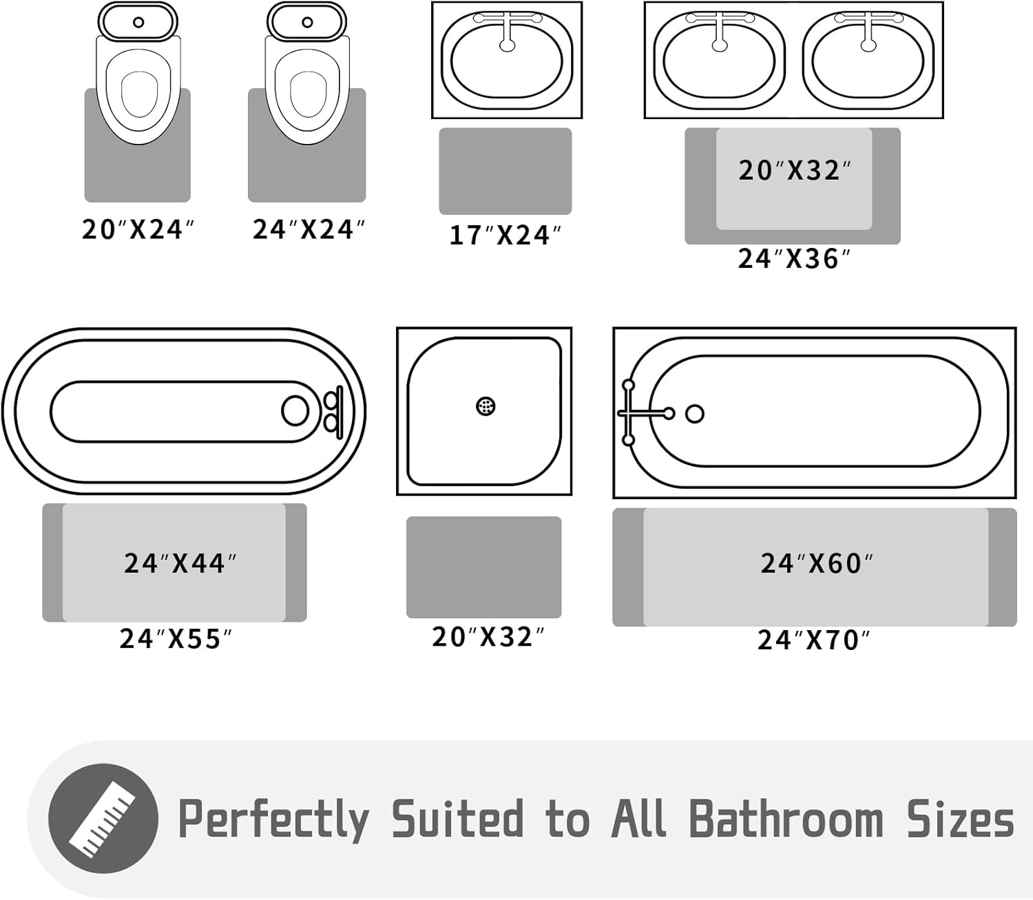 Yimobra Tapete de baño original de felpilla de lujo, 44.1 x 24 pulgadas, suave, lanudo y cómodo, tamaño grande, súper absorbente y grueso,