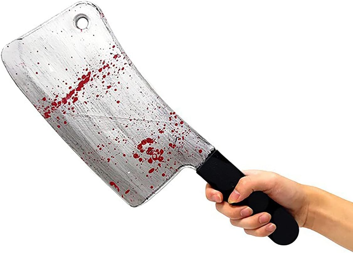 Cuchillo de plástico de carnicero de sangre para cosplay, accesorios de plástico realistas de terror, divertido para Halloween, fiesta del día de