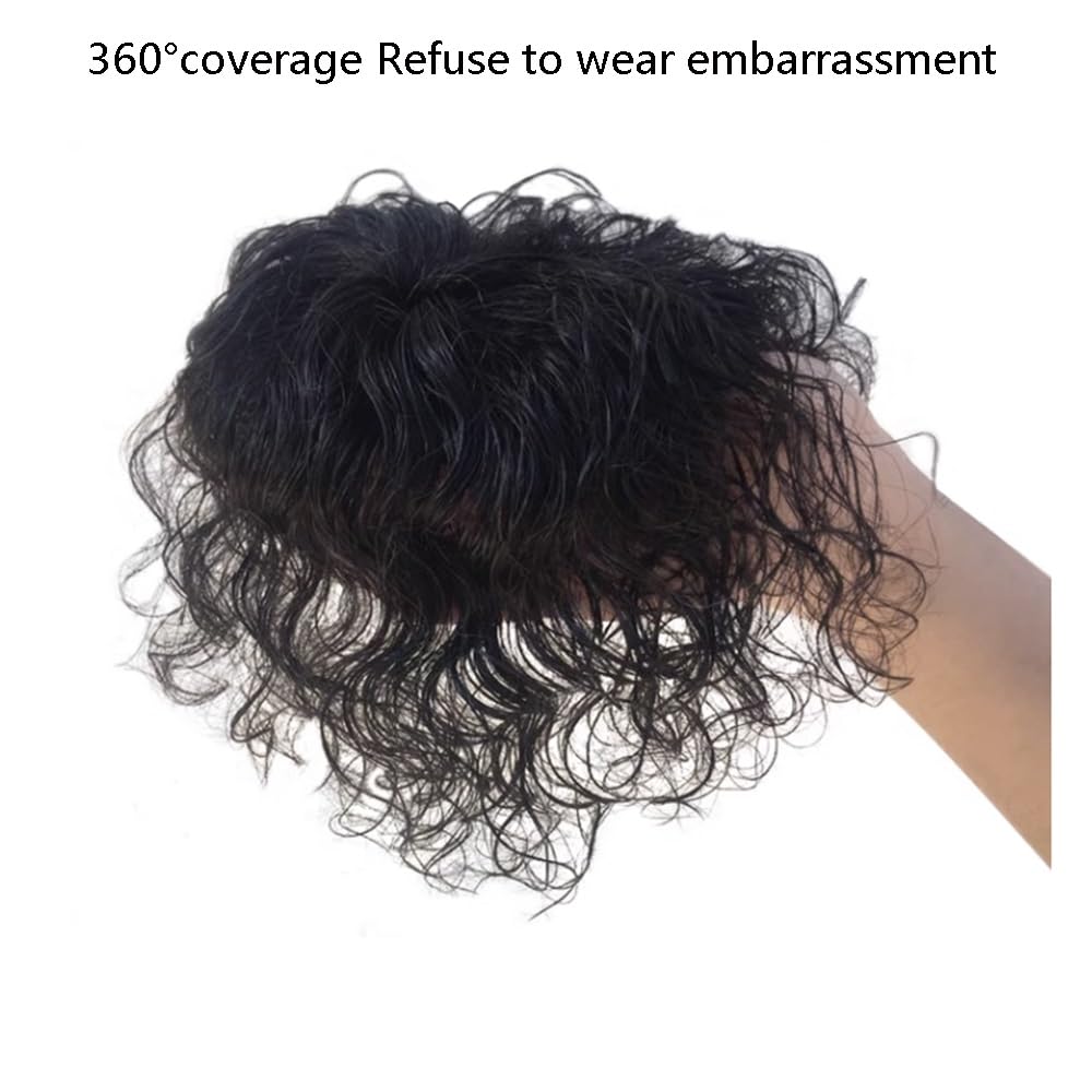 Pieza de peluca de cabello natural con clip, estilo francés, para adelgazar, uso diario (color marrón)