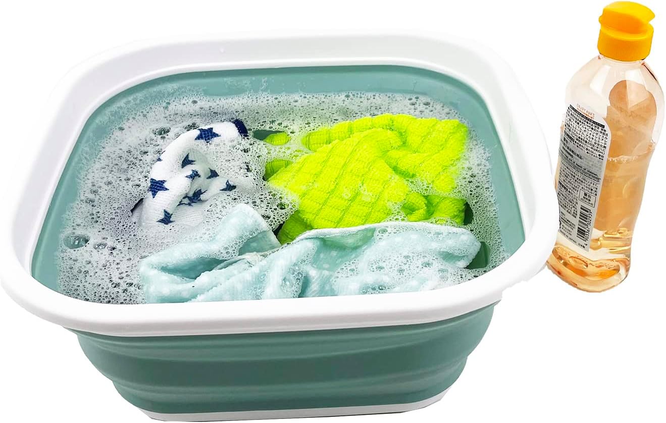 SAMMART Tina de lavado de plástico plegable de 5.5L (1.4 galones), lavabo de lavado portátil, bañera plegable, fácil almacenamiento, ahorra espacio,