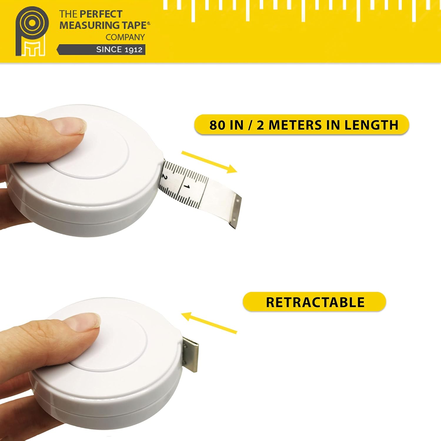 Perfect Measuring Tape – Cinta métrica retráctil de alta calidad y cinta métrica para manualidades – 80 pulgadas  6.6 ft – Tamaño de bolsillo