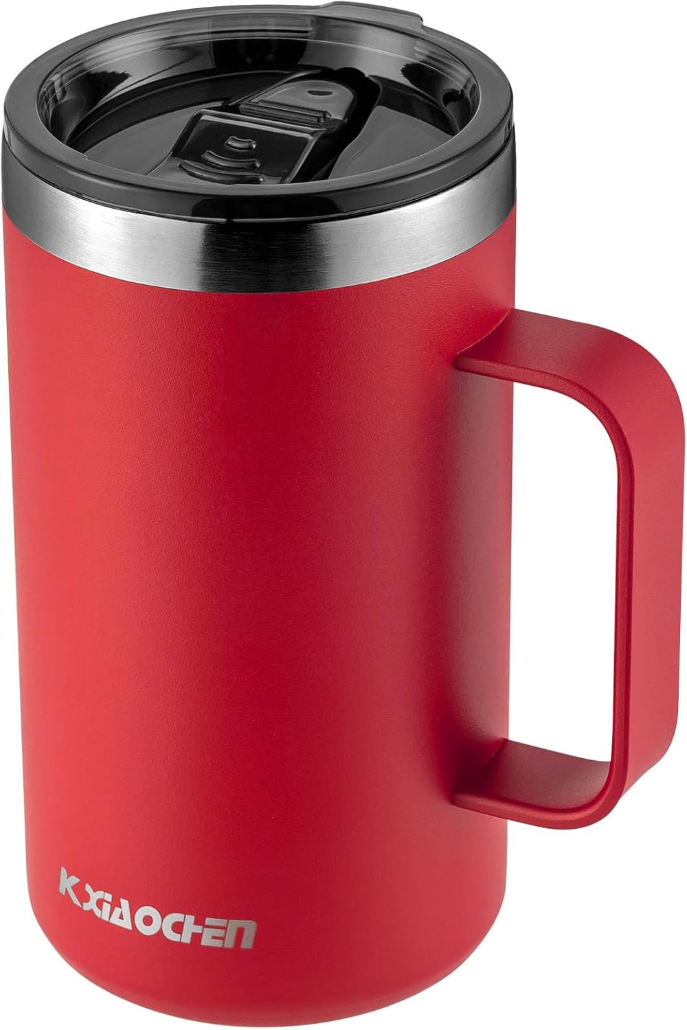 KXIAOCHEN Taza de café aislada de 20 onzas con tapa, taza de café de acero inoxidable, vaso de café al vacío de doble pared con asa, taza de café