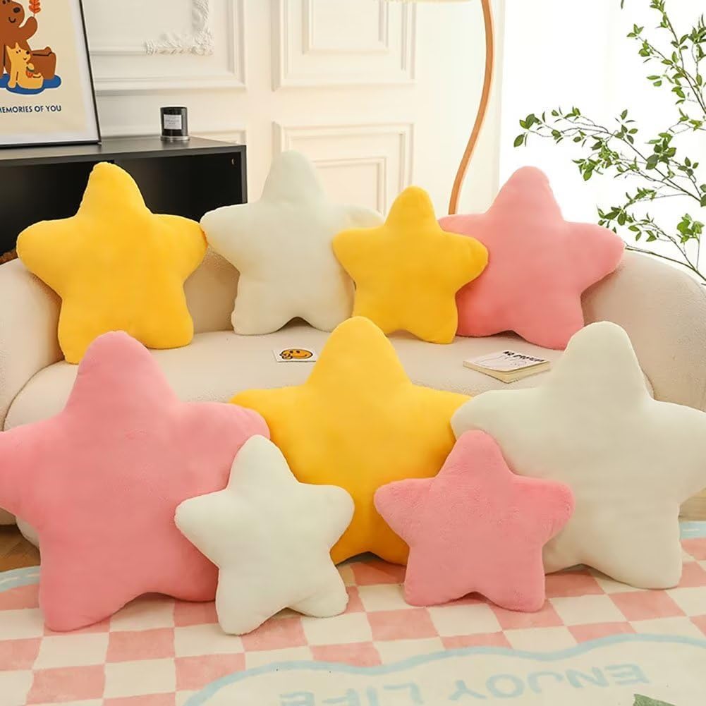 Almohada en forma de estrella rosa con forma de estrella, almohada de felpa de terciopelo para piso, cojín de glúteos, cojín estético de estrellas