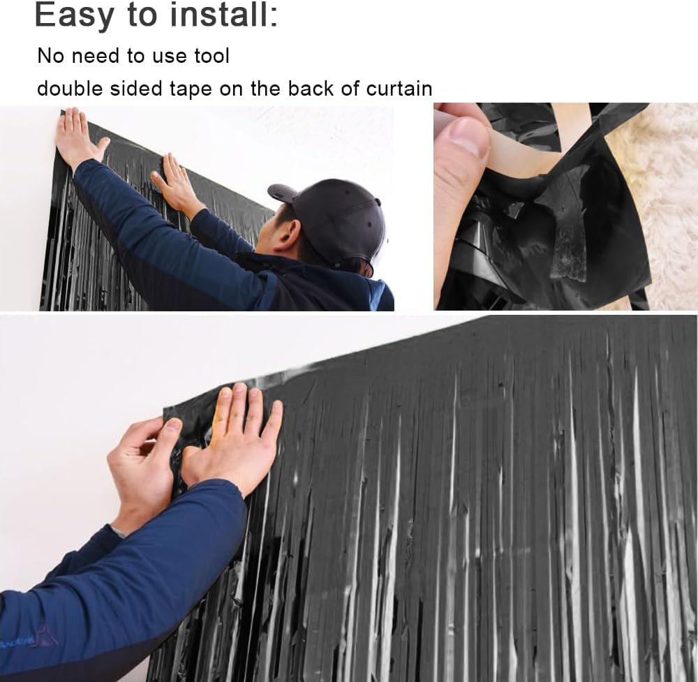BEAYFILY Cortinas de flecos para decoración de fiesta, serpentinas de oropel, decoración de fiesta de cumpleaños, telón de fondo con flecos para