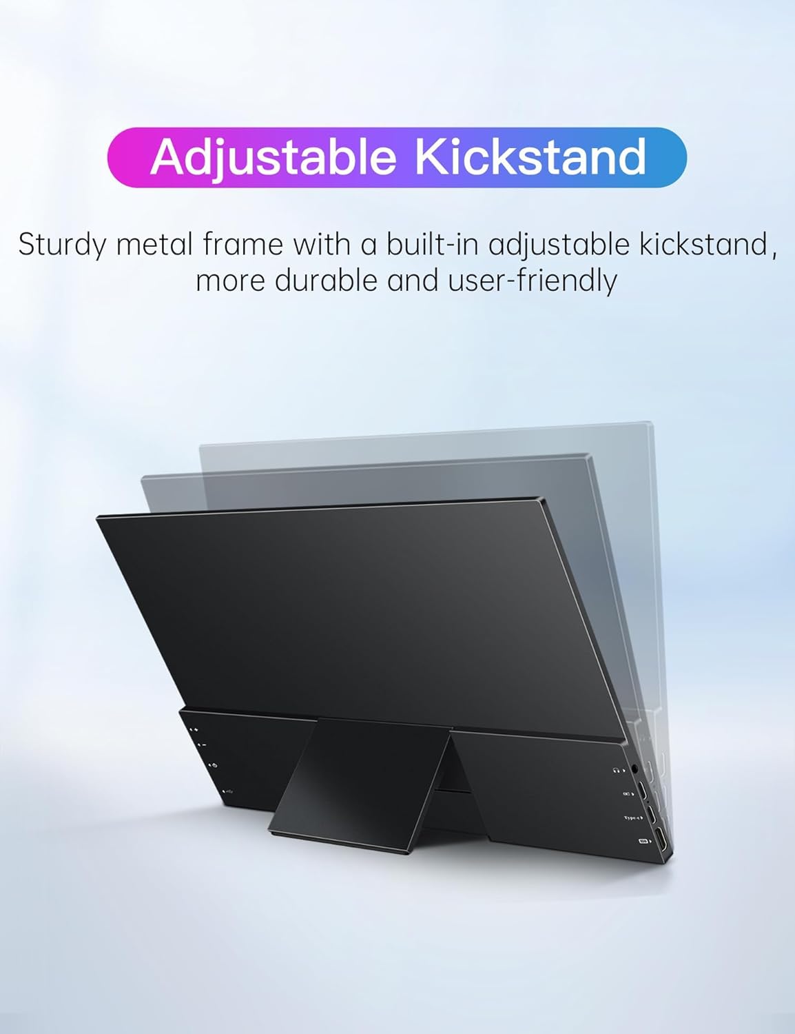 CAPERAVE Monitor portátil para laptop, monitor de viaje FHD de 15.6 pulgadas 1080P con soporte y altavoz, segundo monitor USB C HDMI, pantalla