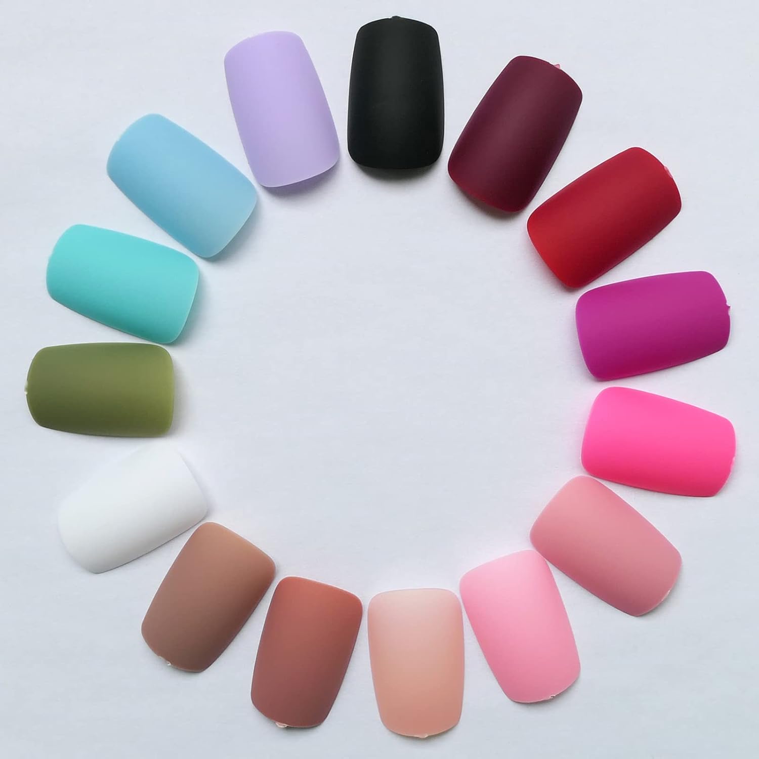 LoveOurHome 360 uñas cuadradas mate a presión, uñas postizas medianas, rectas cuadradas, uñas postizas de colores, uñas postizas acrílicas