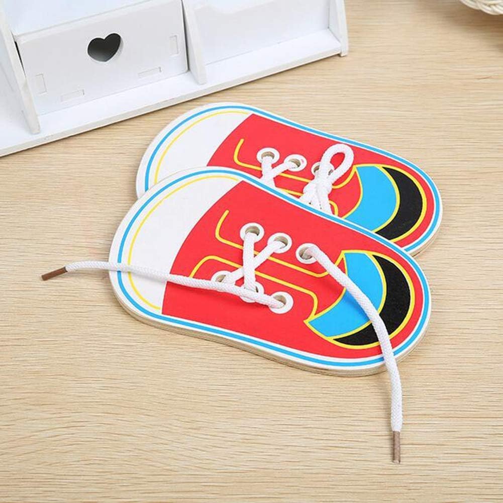 Aprender a atar tus propios zapatos de madera para enhebrar zapatos de cordones Kits de aprendizaje temprano para niños  Zapatos de cordones de