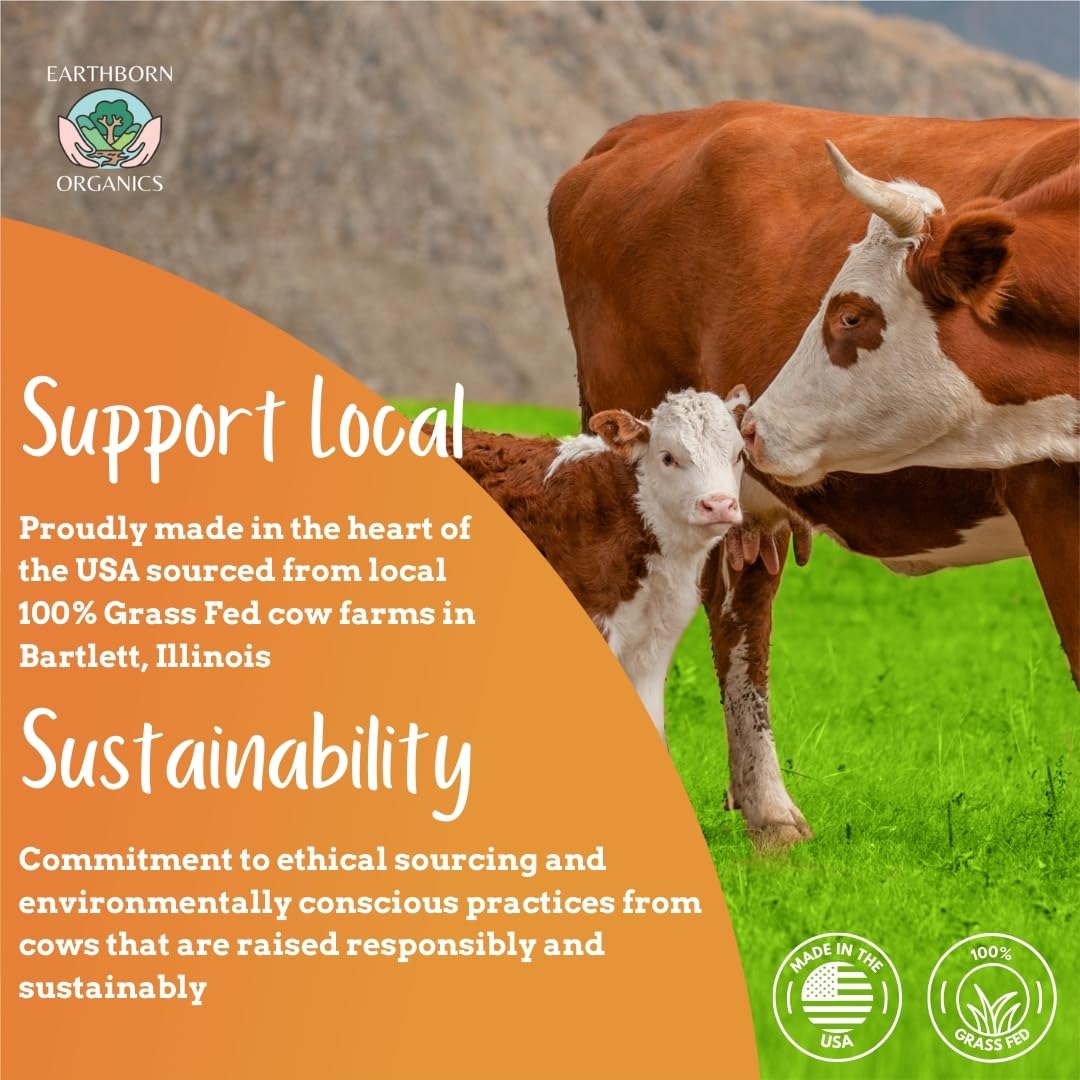 Earthborn Organics Just Tallow – Bálsamo batido 100% alimentado con pasto con pasto para el cuidado de la piel, hidratante de cuerpo completo y cara