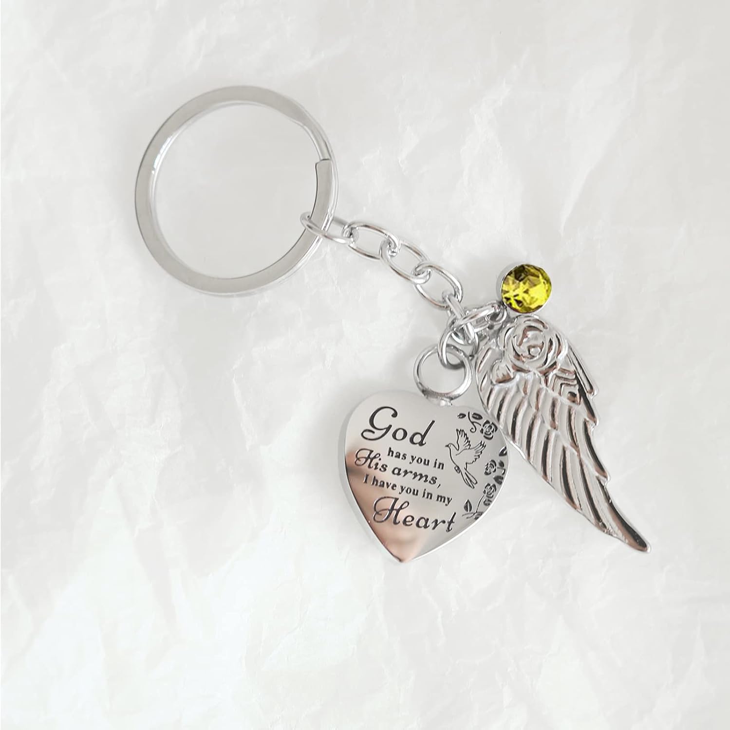 Collar de urna de corazón para cenizas, joyería de cremación, llavero de urna para cenizas con llavero de cremación de piedra natal