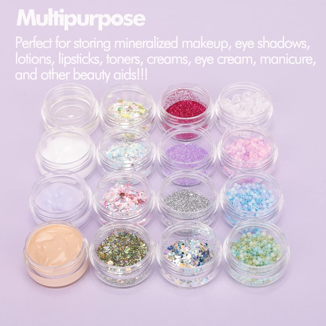 Recipientes de muestra de 0.18 oz con tapas, 25 frascos de muestra de 0.2 fl oz, recipientes vacíos para cosméticos con tapas, pequeños recipientes