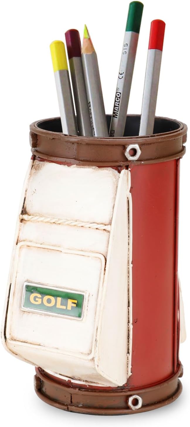 Roykaw Soporte para bolígrafo de golf para regalo, regalos de golf para hombres y mujeres, organizador de escritorio de oficina, regalos de golf