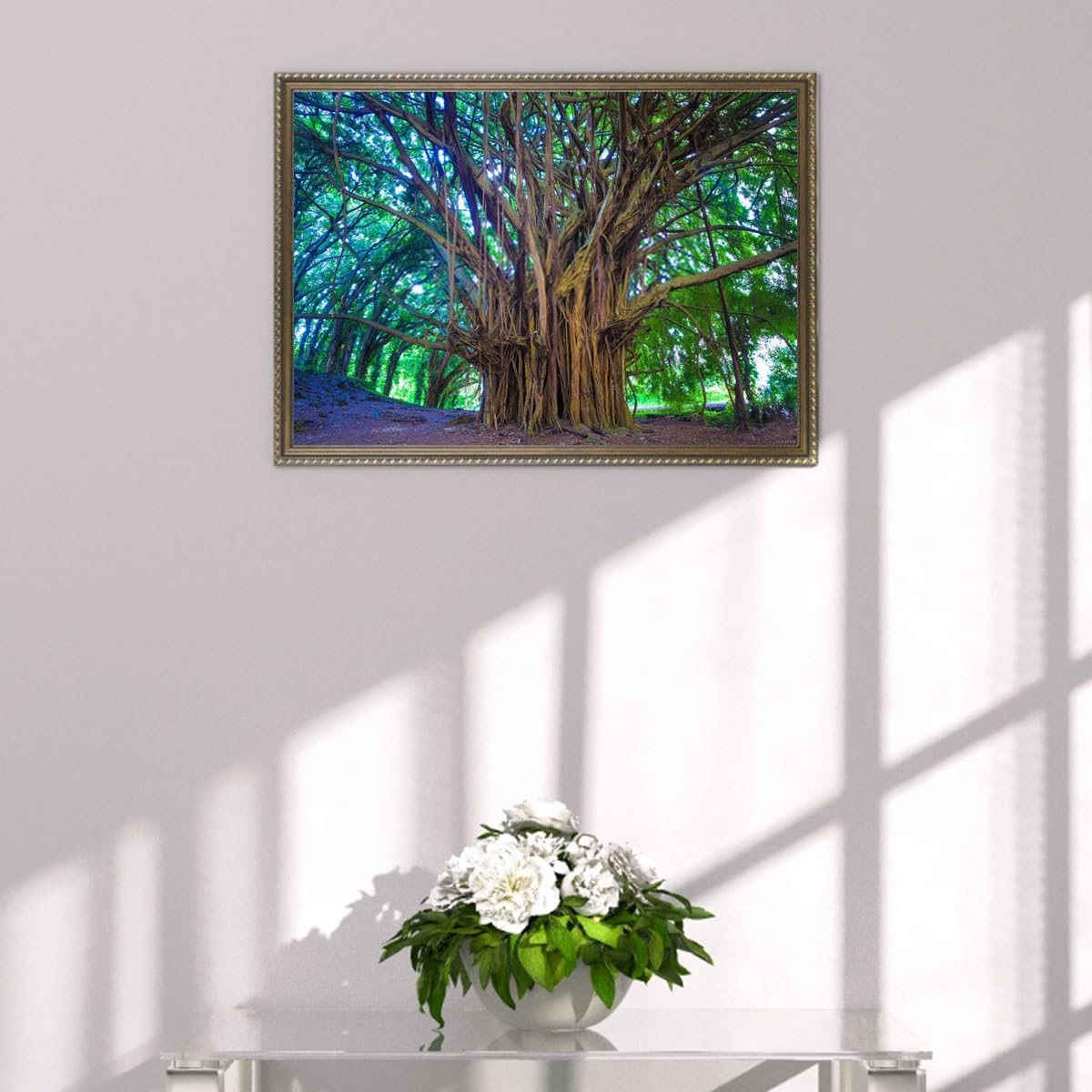 YEEIFFD Kit de numeración de pintura 5D para bricolaje, árbol, Banyan, Hawaii, Maui, Kauai, paisaje, naturaleza, al aire libre, 12 x 16 pulgadas,