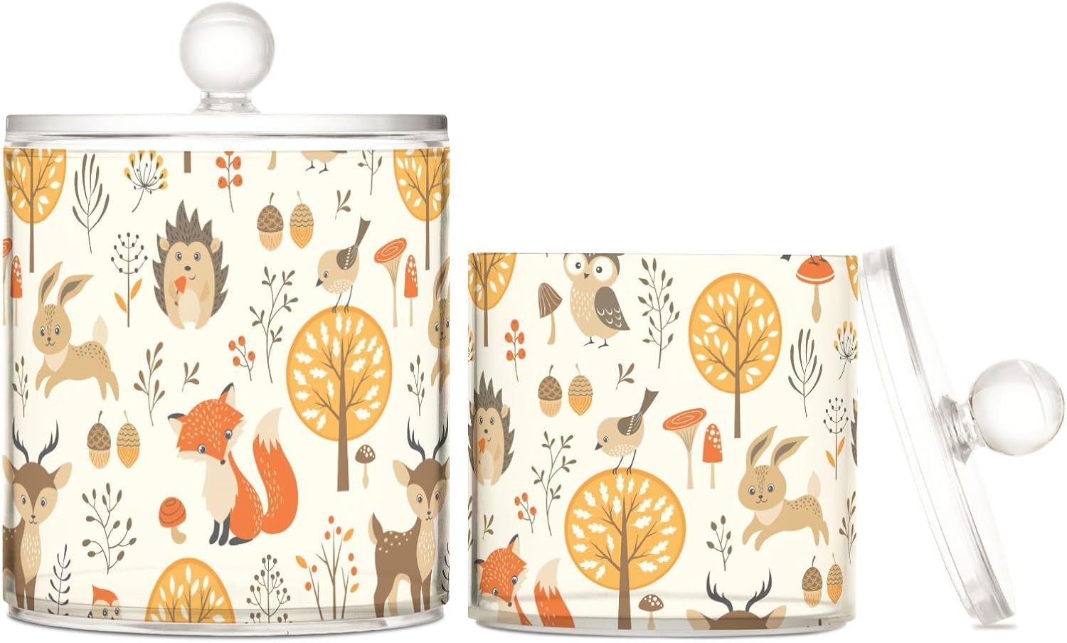 Autumn Forest Animals Jars with Lids Bathroom Canisters Decorative Jars Laundry Pods Container Cotton Pad Dispenser for Dorm Room Essentials for