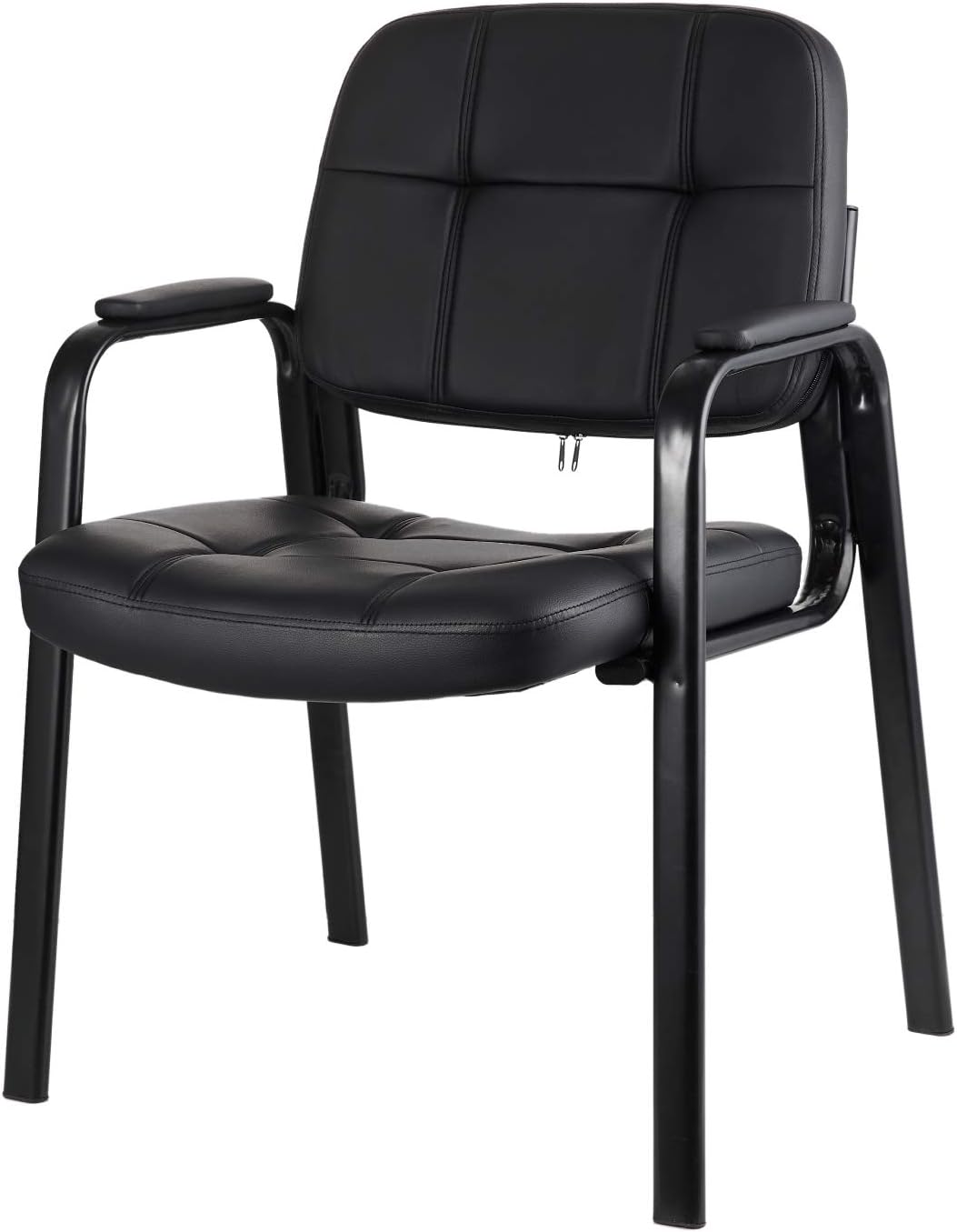 CLATINA Silla de invitados para sala de espera con reposabrazos acolchado de cuero regenerado para oficina, recepción y escritorio de conferencias,