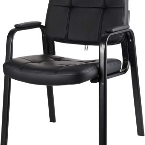 CLATINA Silla de invitados para sala de espera con reposabrazos acolchado de cuero regenerado para oficina, recepción y escritorio de conferencias, CLATINA Silla de invitados para sala de espera con reposabrazos acolchado de cuero regenerado para oficina, recepción y escritorio de conferencias,