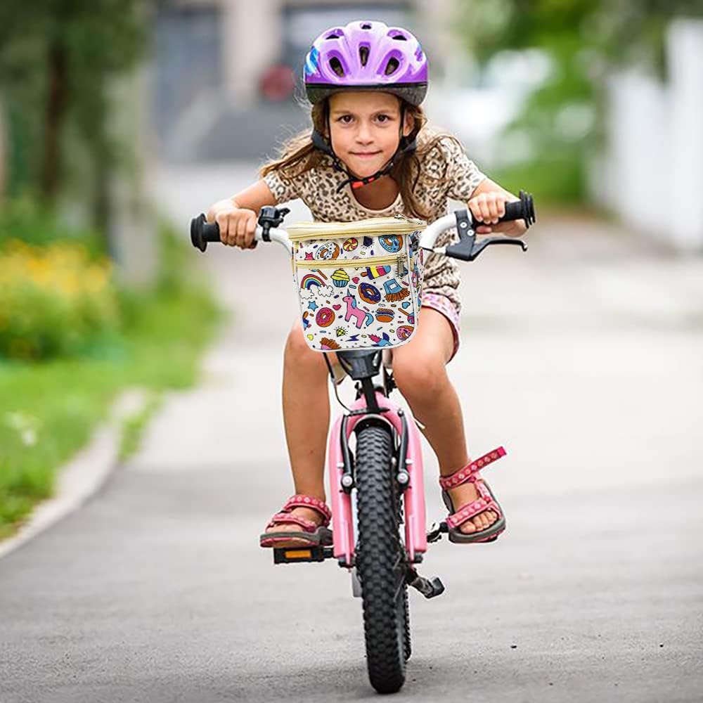 Cesta de bicicleta para niños, organizador de bolsa para manillar de bicicleta, accesorio de decoración de bicicleta delantera para niñas y niños,