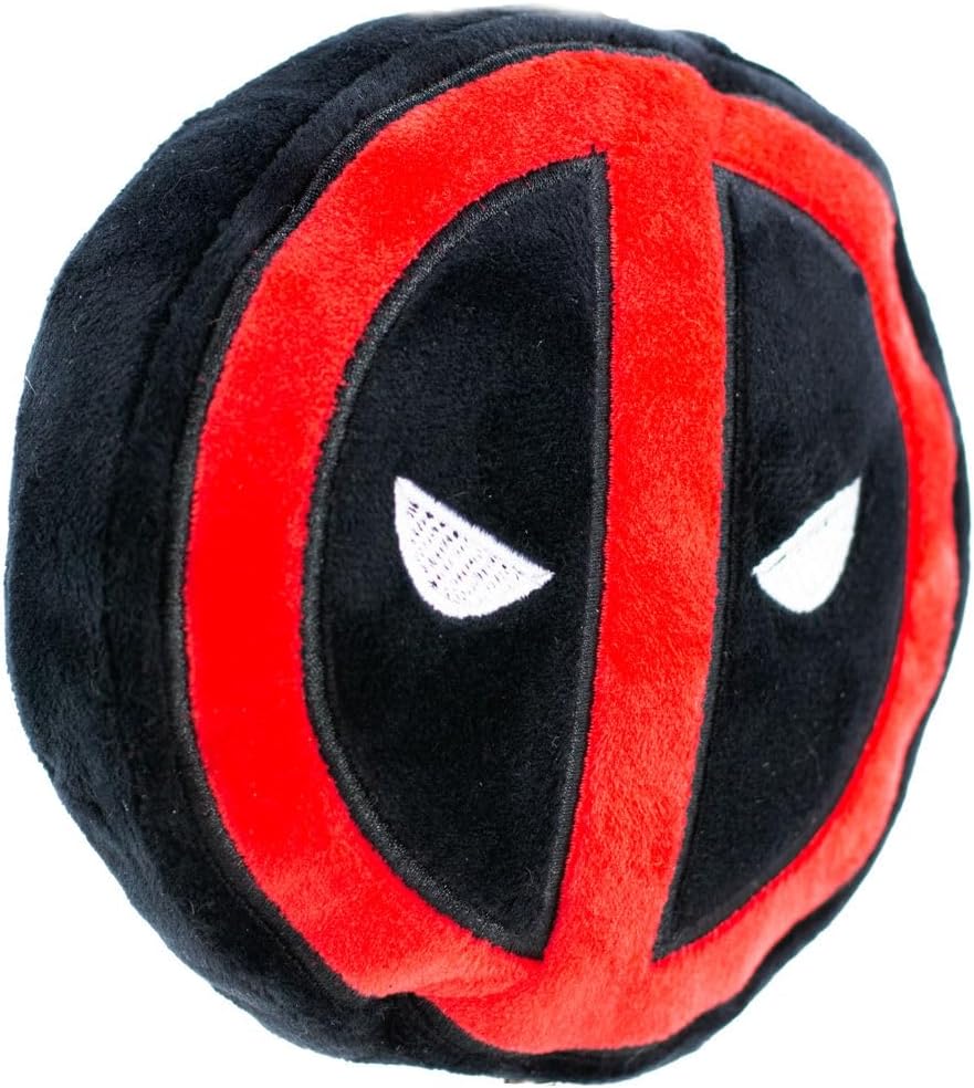 Buckle-Down Juguete para perros de peluche con logotipo de Deadpool rojo, negro y blanco, 8 “x 6”, DTPT-DPBO