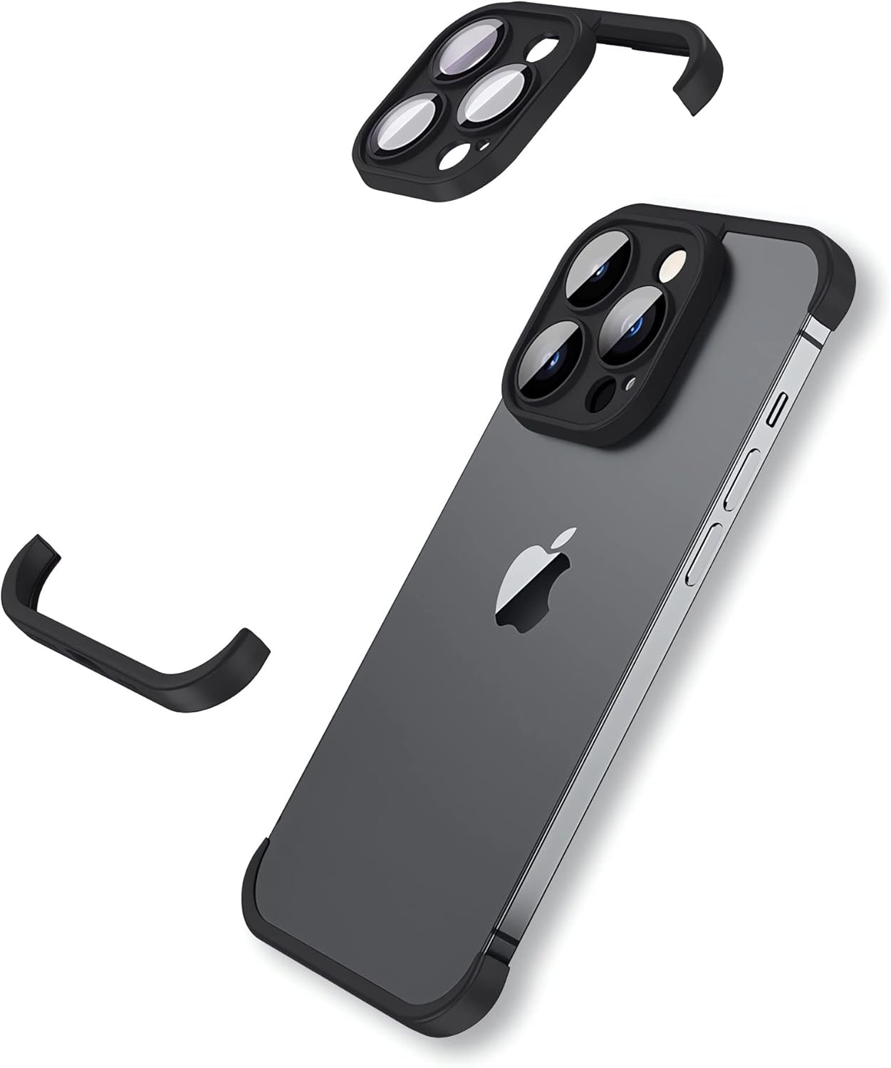 Funda sin marco para iPhone 15 Pro Max con protector de lente de cámara, funda delgada de TPU suave a prueba de golpes, carcasa minimalista pero