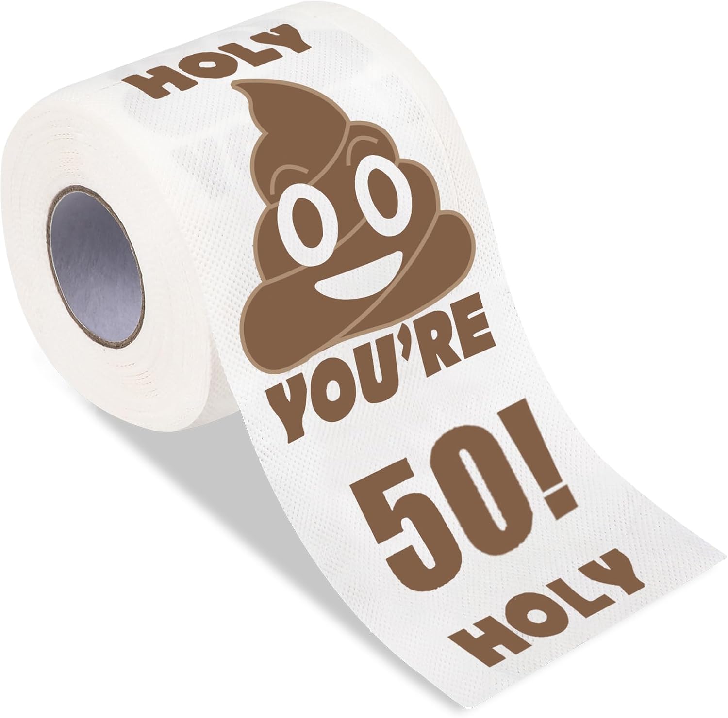 Qpout Regalo de broma de papel higiénico impreso con texto en inglés “You’re 50”, regalo de cumpleaños para mejores amigos, rollo de papel higiénico