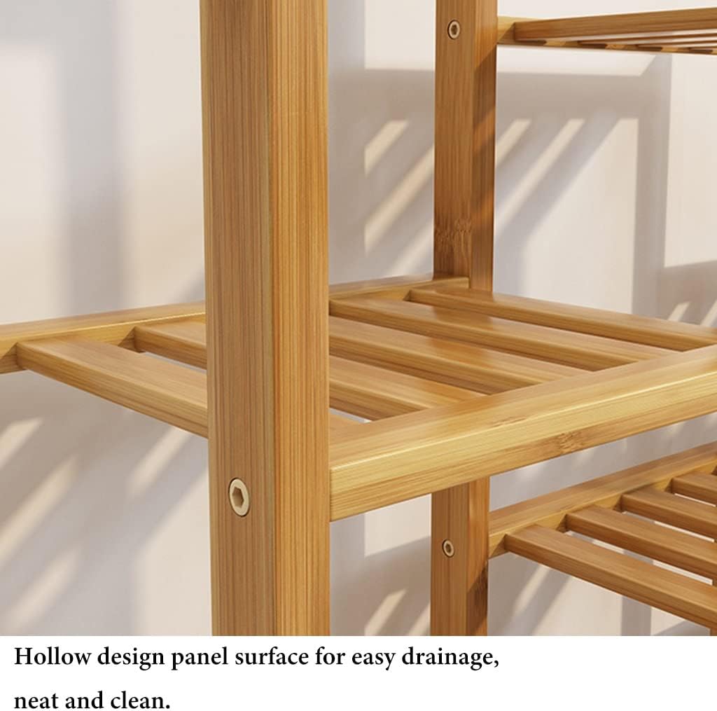 Soporte para plantas de bambú para interiores y exteriores, soporte de esquina para plantas de interior, múltiples estantes para plantas, estante