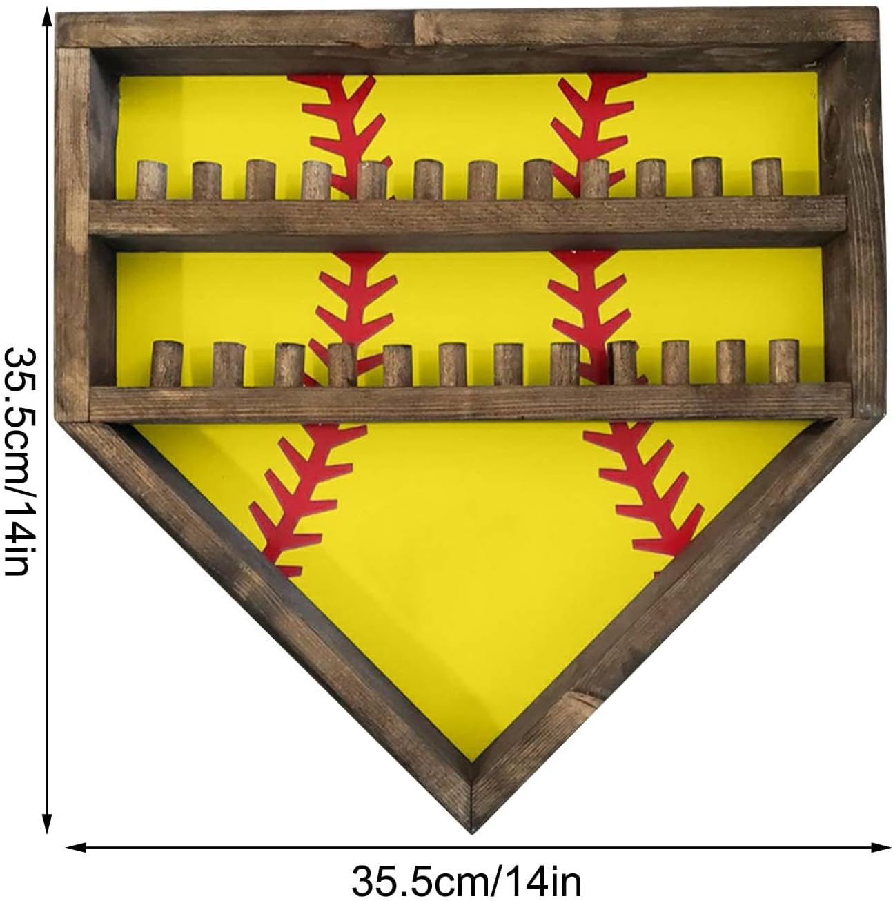Soporte de exhibición de béisbol rústico de madera, estante de almacenamiento de anillos de béisbol y campeonato, soporte de exhibición de