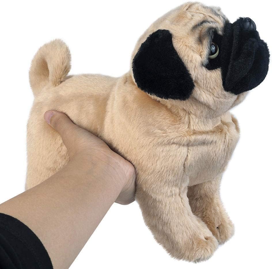 RoseAuroma – Muñeco de peluche de perro carlino marrón de 12 pulgadas, juguete de peluche para perro