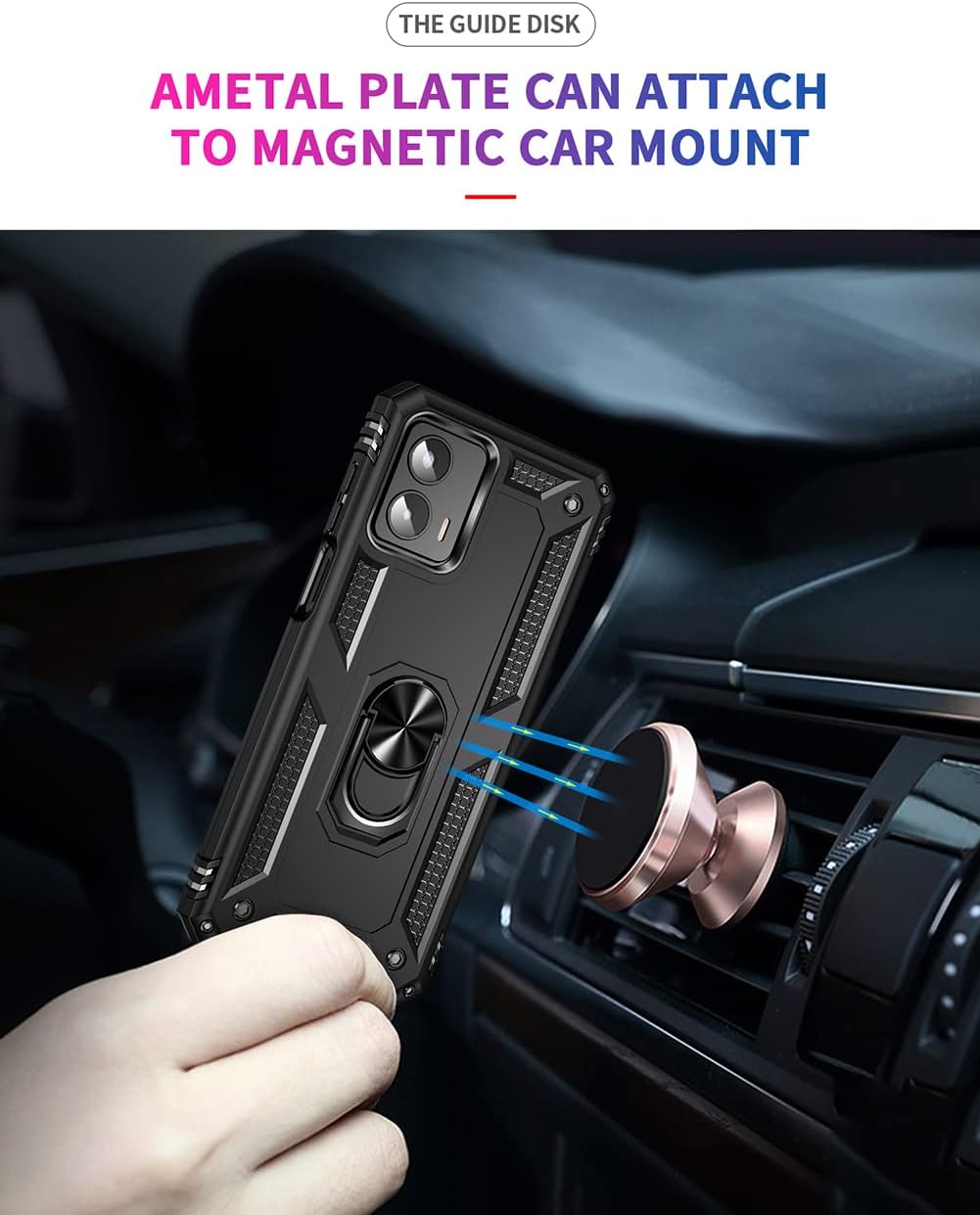 Androgate Funda para Moto G 5G 2023 con protector de pantalla HD, soporte de metal de grado militar, prueba de caídas de 15 pies, a prueba de