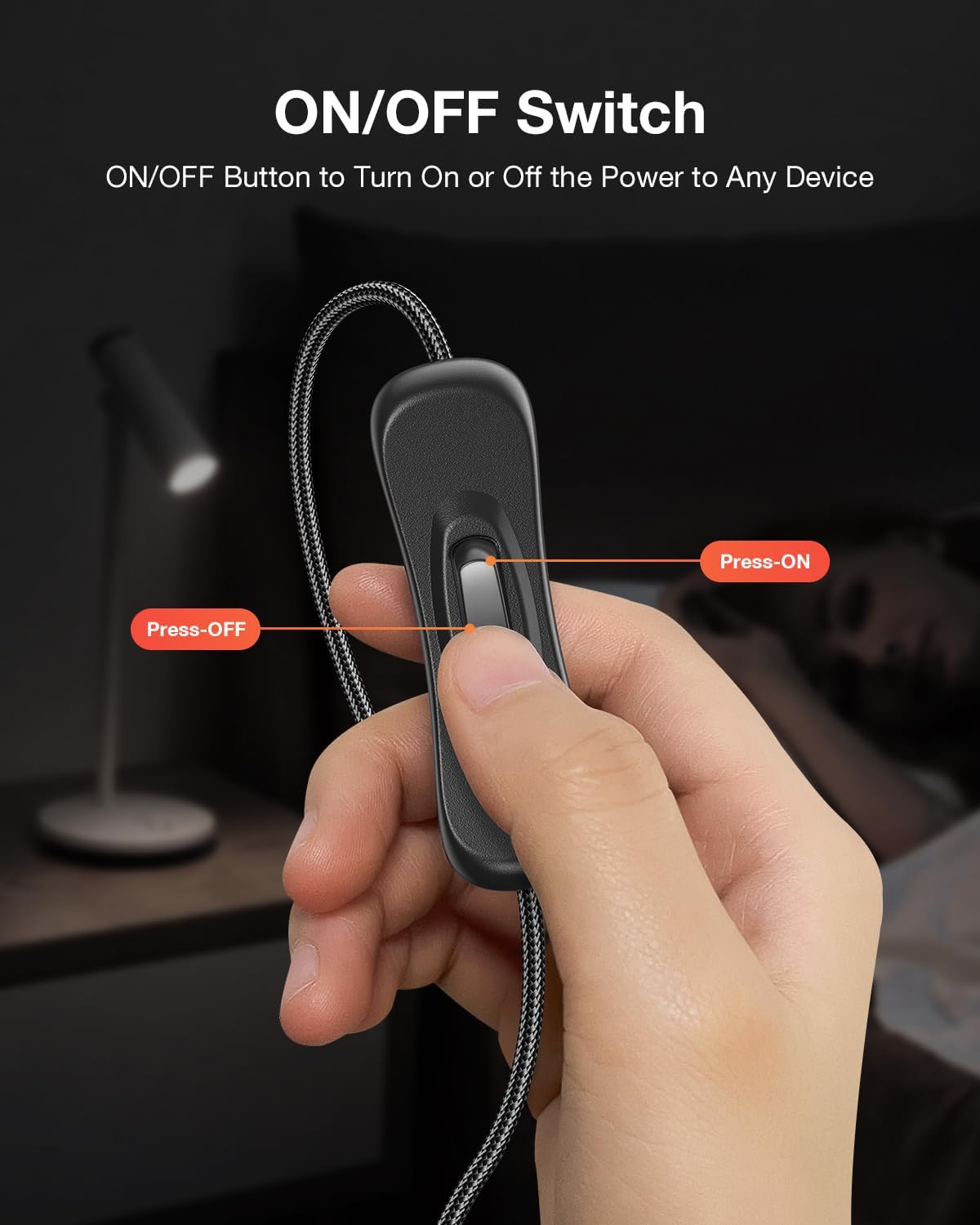 ANDTOBO Cable de extensión de interruptor USB, cable de extensión USB mejorado con cable de interruptor de encendido y apagado para tiras LED,