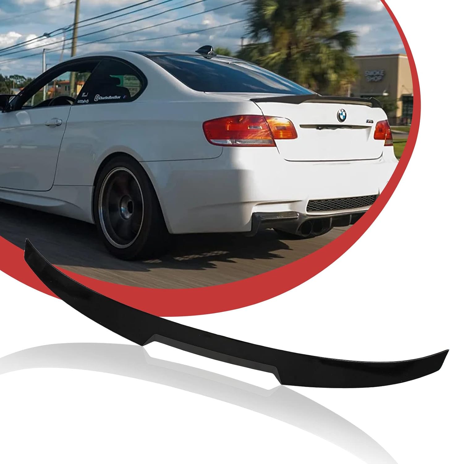 Alerón trasero negro brillante para maletero para BMW compatible con 2007-2013 E92 3 Series 328i E90 M3 335i 335xi 335is 335i 328i 328xi (Regular)