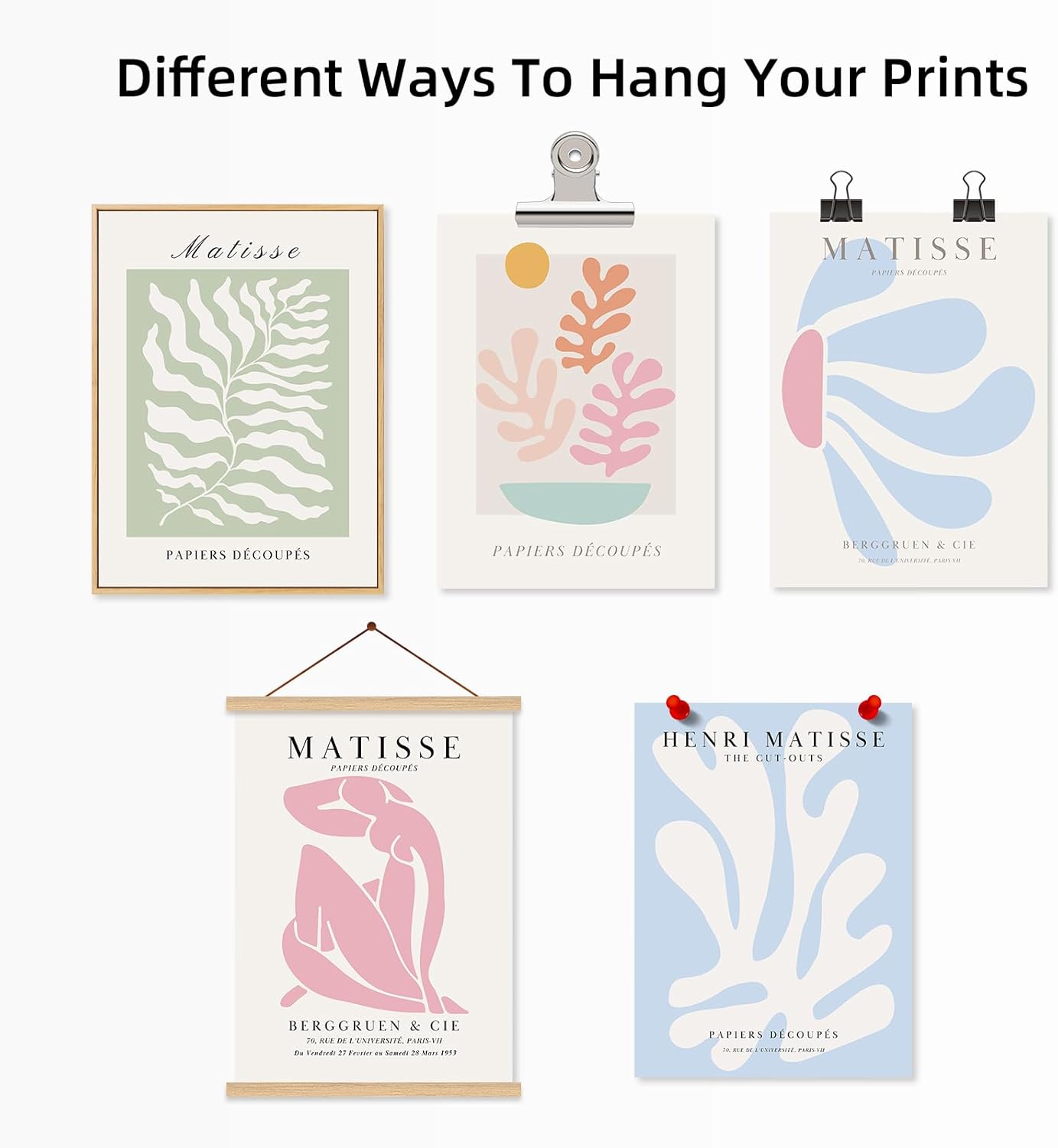 Henri Matisse – Póster de pared de 12 x 16 pulgadas sin marco para decoración de pared, pintura pastel danesa de Henri Matisse, lienzo rosa y azul,