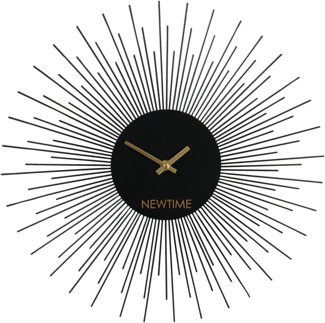 WHW Whole House Worlds Modernist Home New Time Burst – Reloj de pared con movimiento de cuarzo, color negro, manecillas doradas de 15.75 pulgadas, 1