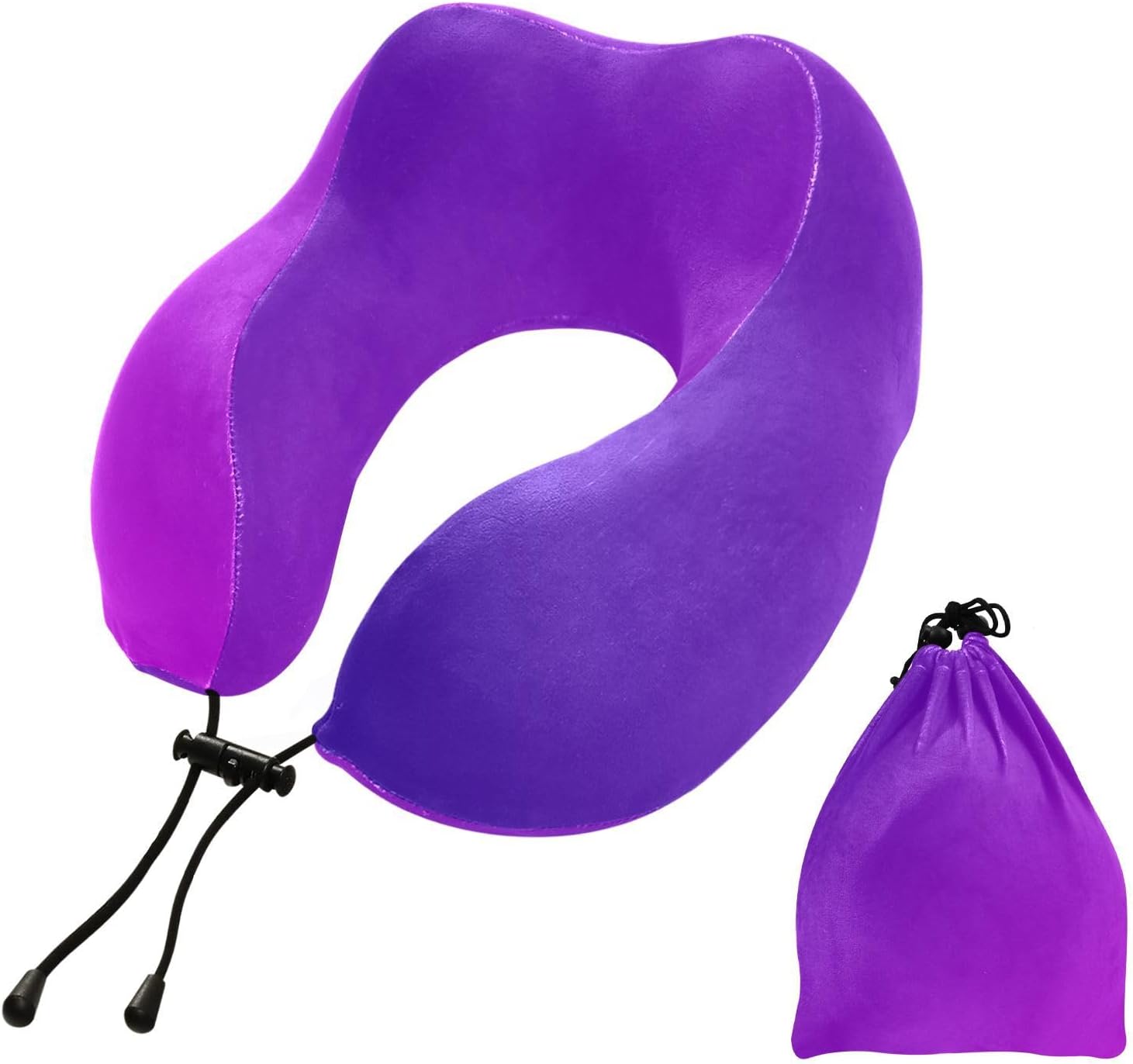 Almohada de viaje color azul oscuro Mangenta para cama de viaje de automóvil, almohada de apoyo para el cuello en forma de U de espuma viscoelástica