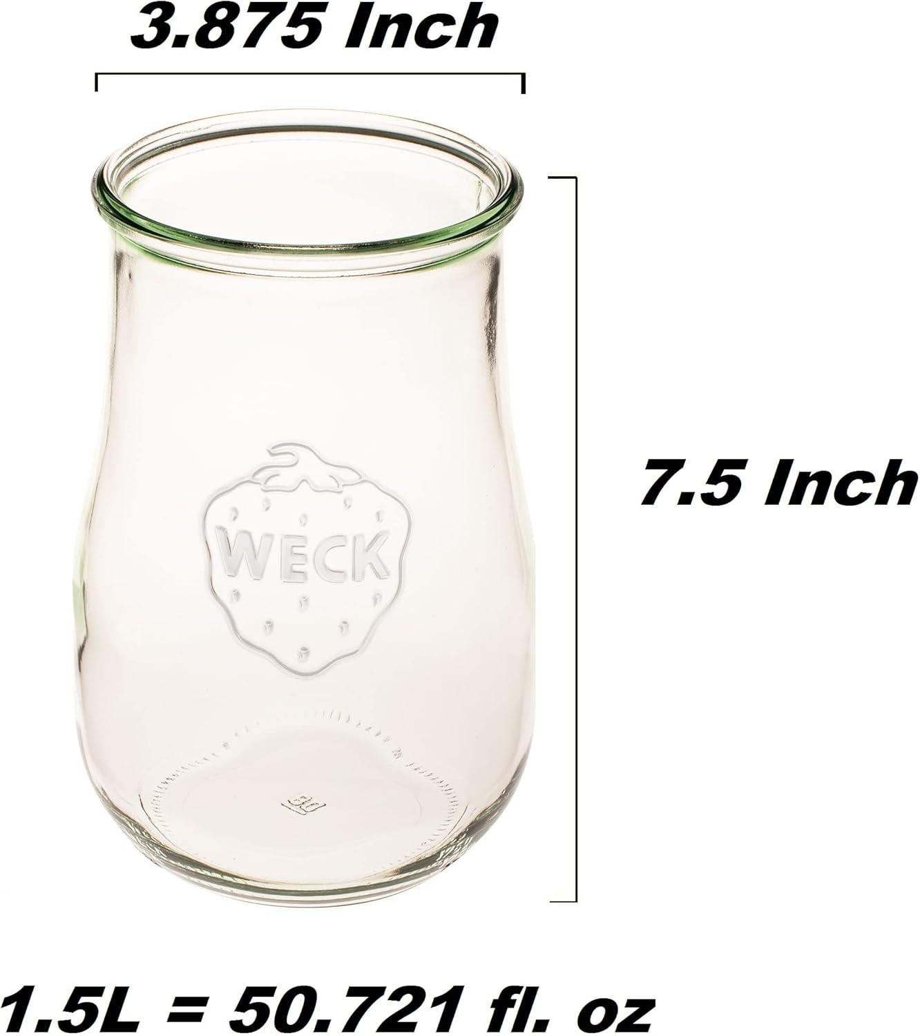 Tarros de tulipán Weck de 1,5 litros – Tarros de masa agria – Tarros grandes de vidrio para masa madre – Tarro de inicio con tapa de vidrio – Tarro