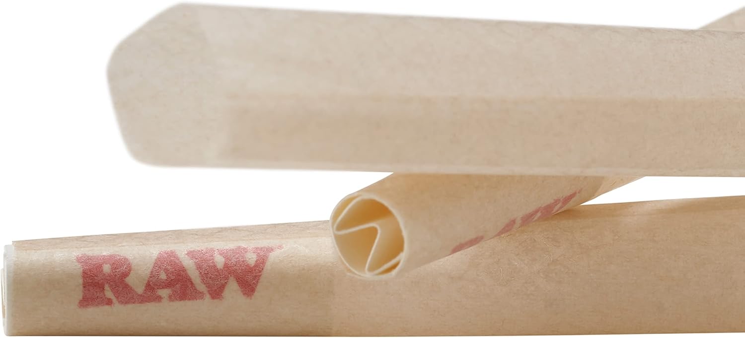 RAW Cones Organic King Size caja a granel de 1400 unidades – Papel de liar y puntas de conos rawAuthentic preenrollados, adhesivo verde blazer