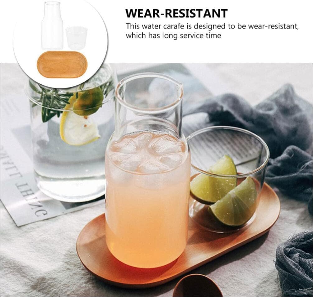 Juego de botellas de agua transparentes de cristal para mesita de noche, jarra de agua nocturna con juego de tazas, jarra de agua de jugo de vidrio