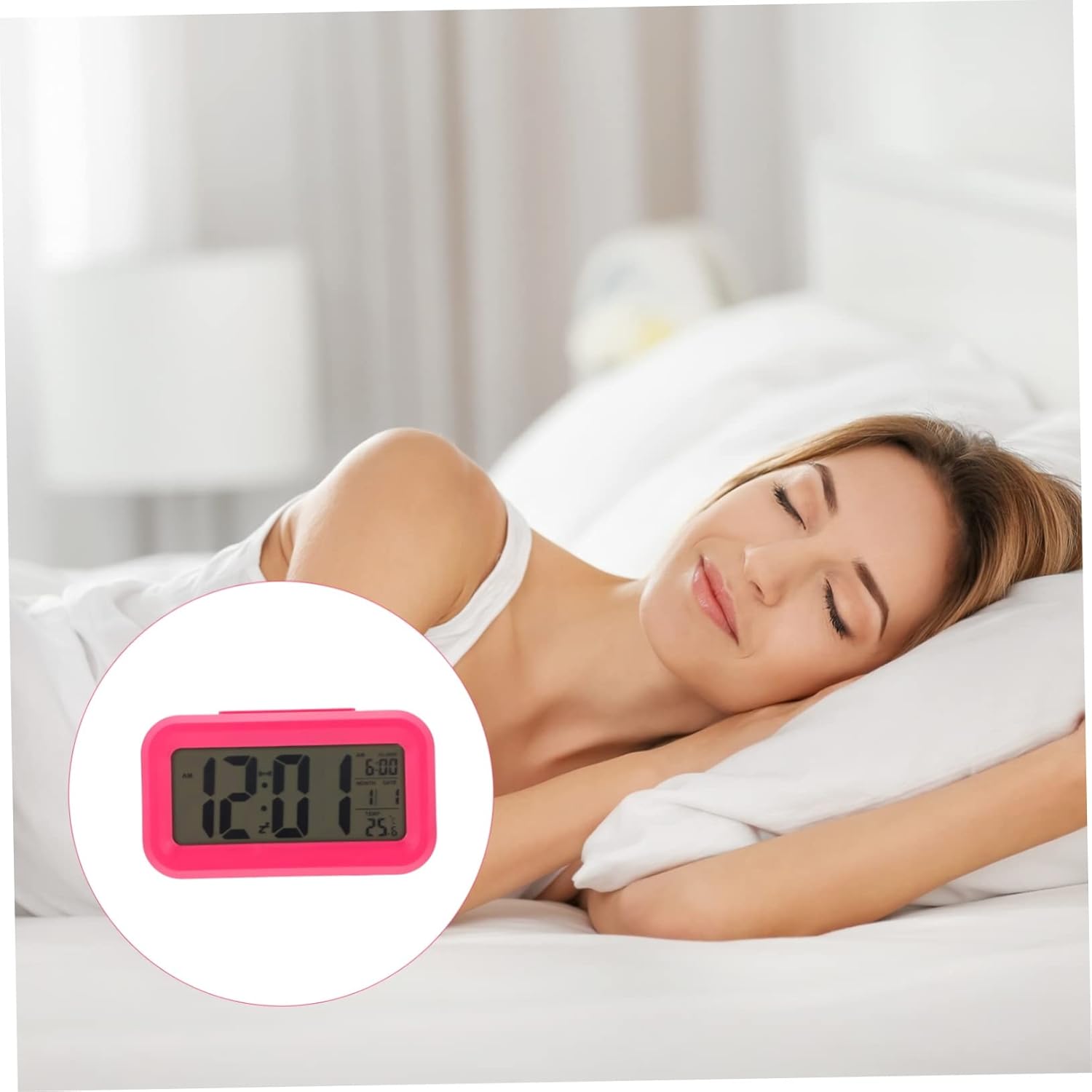 1 Unidades Reloj Despertador Calendario Reloj Despertador Dormitorio Alarma Multifunción Reloj despertador Radio Digital Reloj despertador para