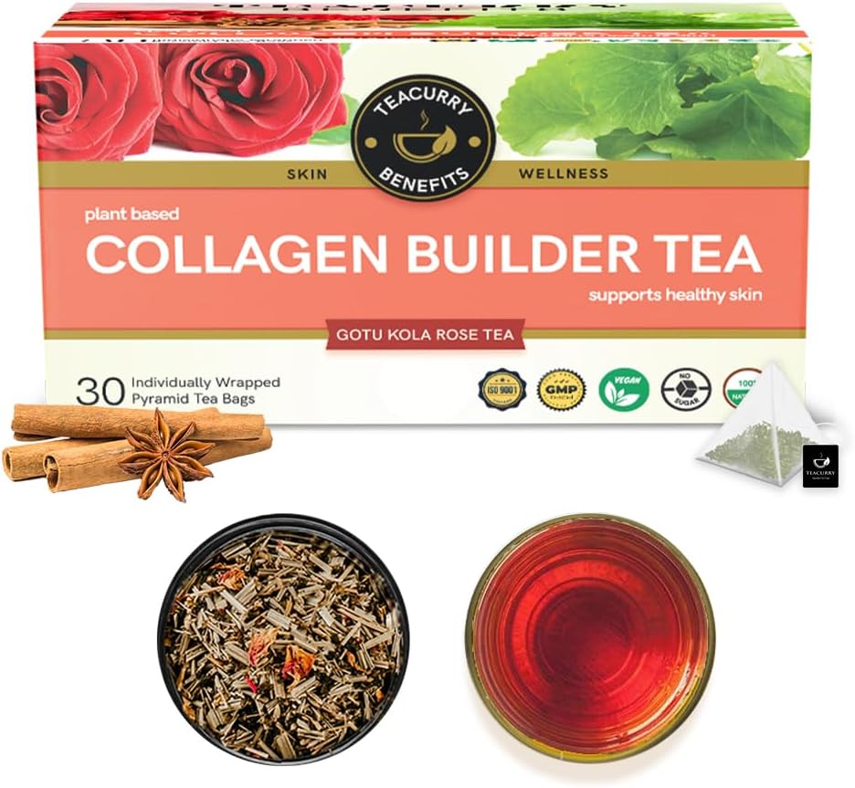 TEACURRY Té de colágeno (paquete de 1 mes, 30 bolsas de té)
