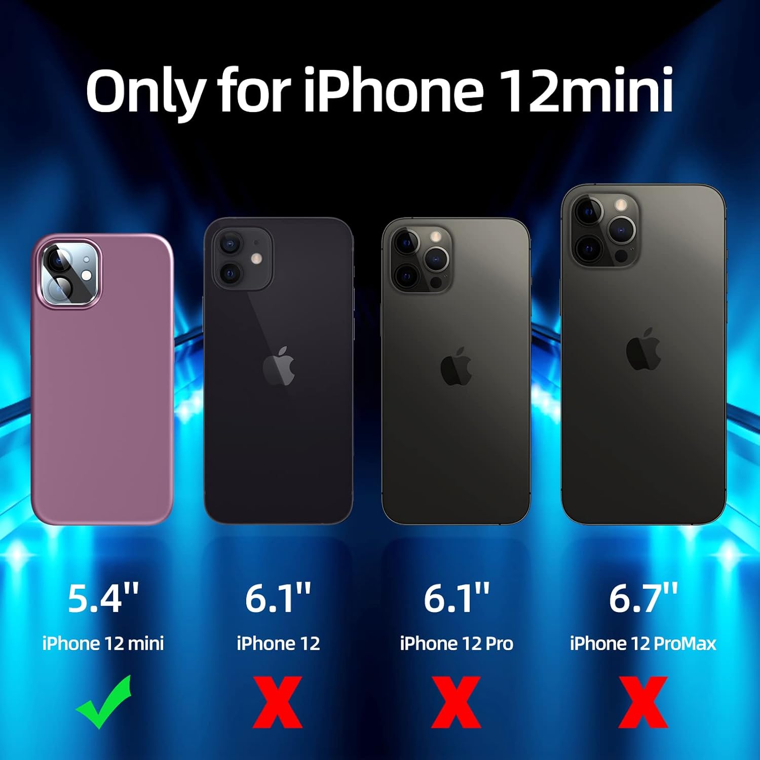 Dssairo Funda 5 en 1 para iPhone 12 Mini 5.4, con 2 protectores de pantalla + 2 protectores de lente de cámara, funda protectora delgada de silicona