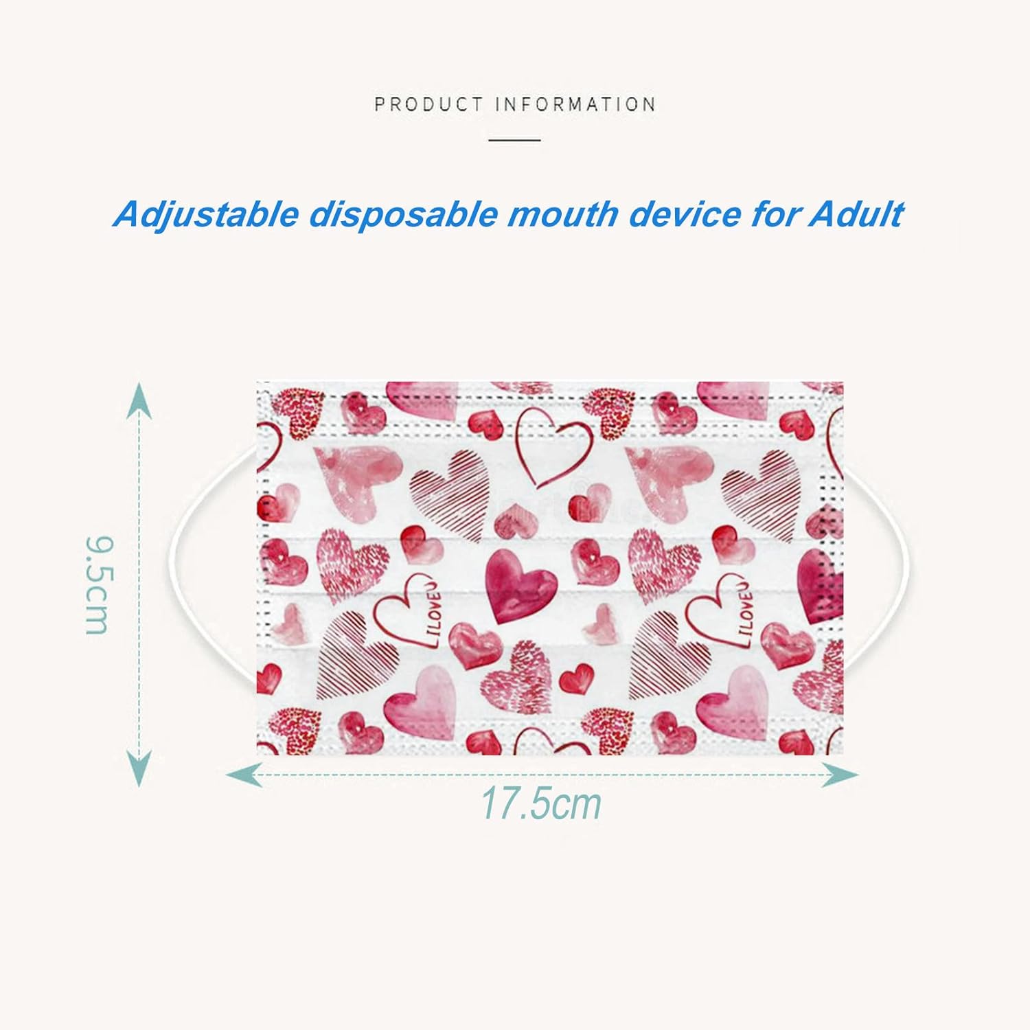 Paquete de 50 mascarillas desechables de San Valentín para adultos, con estampado de corazón, desechables, para adultos, vacaciones, parejas,
