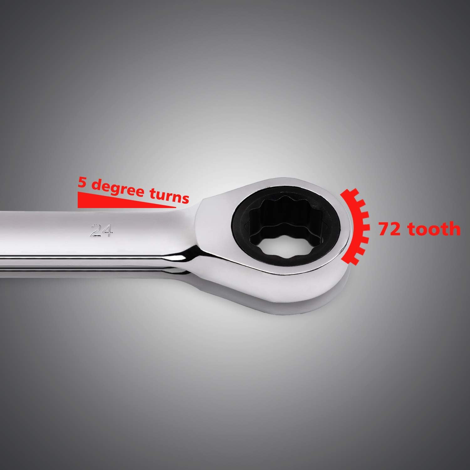 Egofine Llave combinada métrica de trinquete de 0.315 in, llave de engranajes de grado industrial con diseño de 12 puntos, trinquete de 72 dientes,
