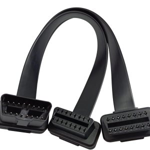 Halokny Cable divisor OBD2, OBD 2 OBD II 16 pines macho a 2 hembras ligero y delgado tipo plano flexible adaptador de cable Y (11.8 in1 pie) Halokny Cable divisor OBD2, OBD 2 OBD II 16 pines macho a 2 hembras ligero y delgado tipo plano flexible adaptador de cable Y (11.8 in1 pie)